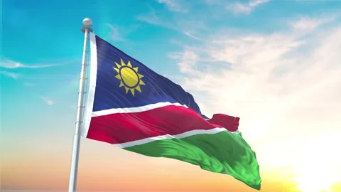 Namibia-Flag Waving Realistic With Sky Stock Footage 301439809