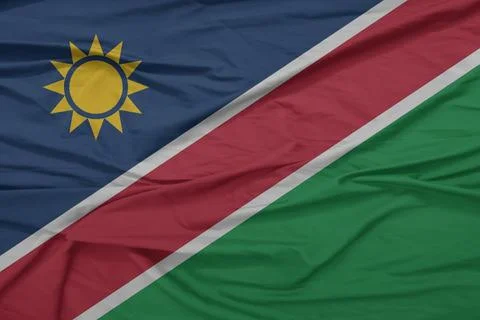 Namibia Flag waving in the slow air Stock Photos