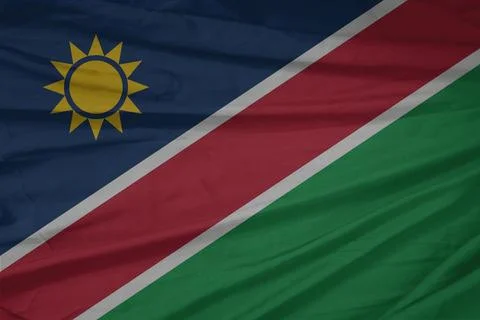 Namibia  Flag waving softly in the breeze Stock Photos