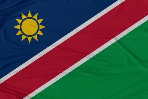Namibia Flag Waving Ultra Close Up of Fabric Folds Fluttering Stock Photos