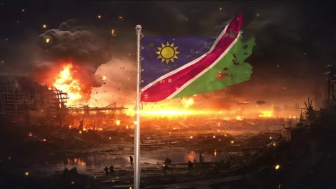 Namibia flag waving in war is torn Stock-Footage 346010322