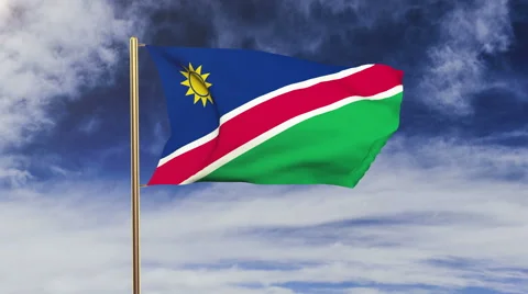 Namibia flag waving in the wind. Green screen, alpha matte. Loopable animation Stock Footage 48910194