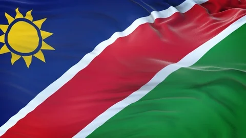 Namibia flag waving in the wind with highly detailed fabric texture 動画素材 123249873