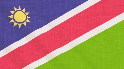 Namibia flag waving in the wind. Icon in the frame. Animation loop Stock Footage 83802186