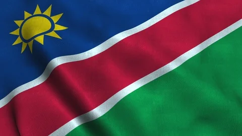Namibia flag waving in the wind. National flag Republic of Namibia Stock Footage 124433732