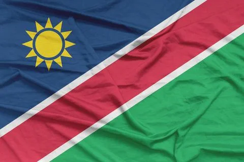 Namibia Flag Waving Wind Silk Texture Stock Photos