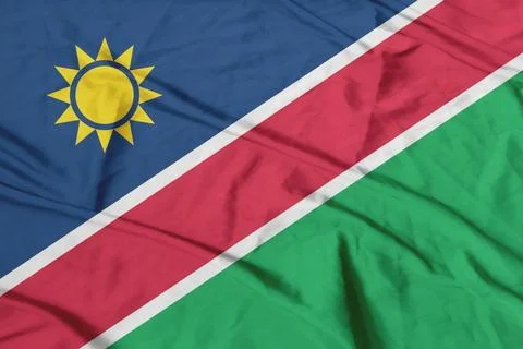 Namibia Flag Waving Wind Silk Texture Stock Photos