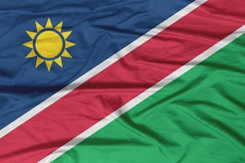 Namibia Flag Waving Wind Silk Texture Stock Photos