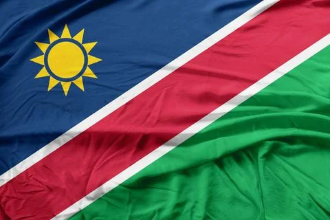 Namibia Flag Wind Rippling Through Fabric Close-Up Stock Photos