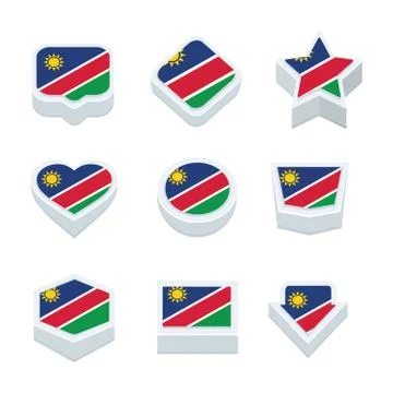 Namibia flags icons and button set nine styles Stock Illustration