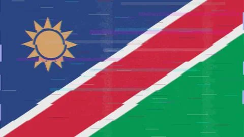 Namibia Glitch Flag Vector - RGB Split Digital Video Frame Design Illustrazione stock