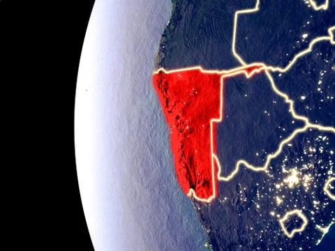Namibia on globe from space Stock Photos