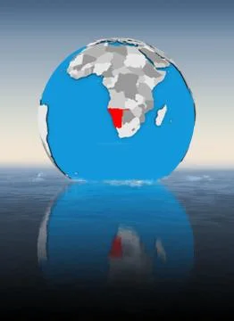 Namibia on globe in water Stock Illustration