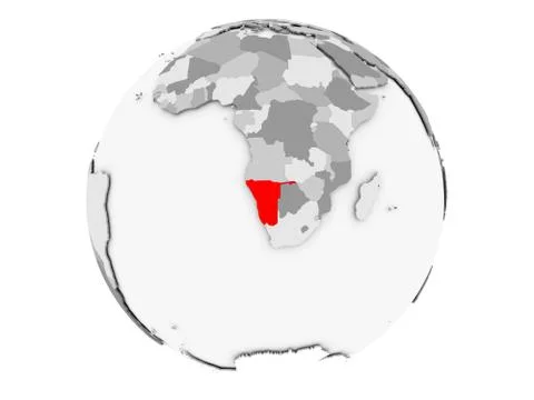 Namibia on grey globe isolated Stock Illustration