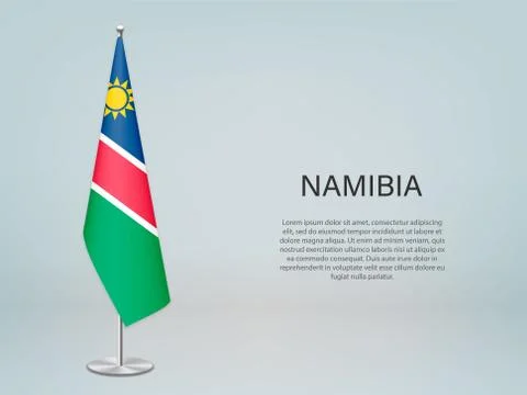 Namibia hanging flag on stand. Template forconference banner Stockillustratie