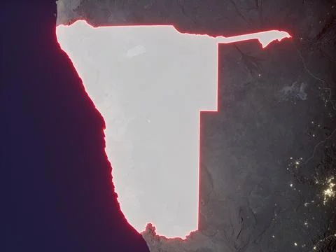 Namibia highlighted on night map Stock Illustration