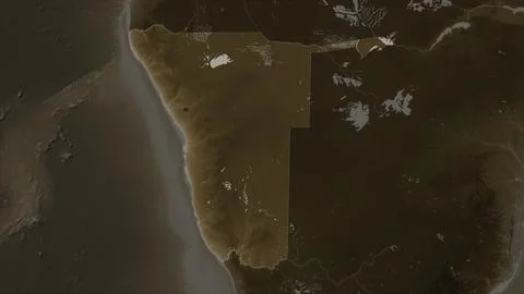 Namibia highlighted. Sepia Stock Illustration