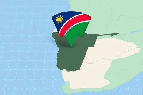 Namibia Location Highlighted on African Map with Flag Icon. Stock Illustration