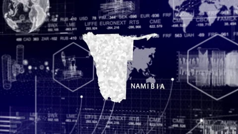 Namibia Map Animation Loop | Growth, GDP, Oil Economy &amp; Development Insights Stock Footage 331564648