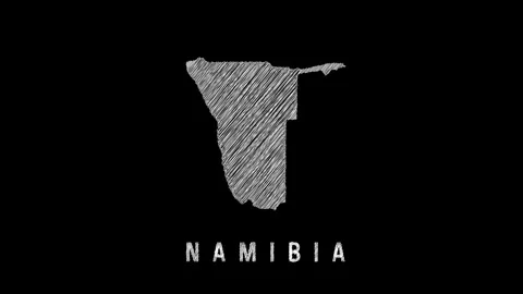 Namibia map appearing with scribble effect on black background Stock Footage 316761973