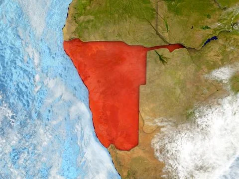 Namibia on map with clouds Illustrazione stock