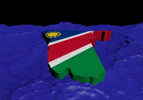Namibia map flag in abstract ocean illustration Stock Illustration