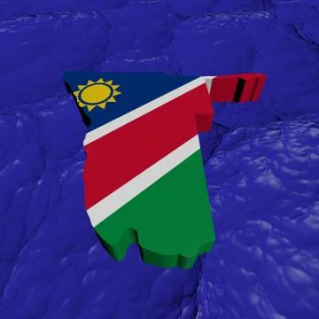 Namibia map flag in abstract ocean illustration Stock Illustration