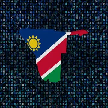 Namibia map flag on hex code illustration Stock Illustration
