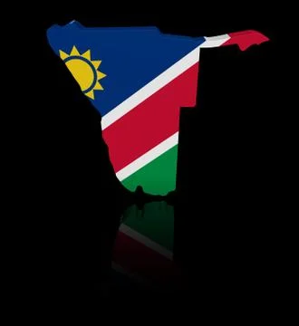 Namibia map flag with reflection illustration Stock Illustration