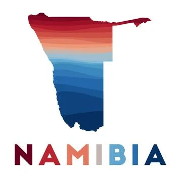 Namibia map. Map of the country with beautiful geometric waves in red blue .. Illustrazione stock