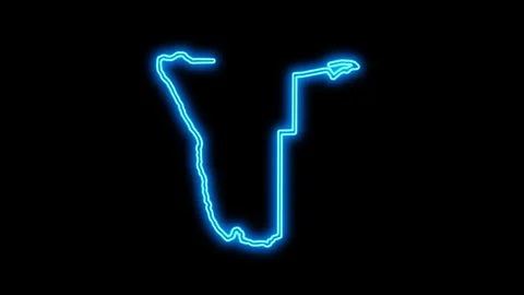 Namibia Map Outline Neon Lights Stock Footage 332850167