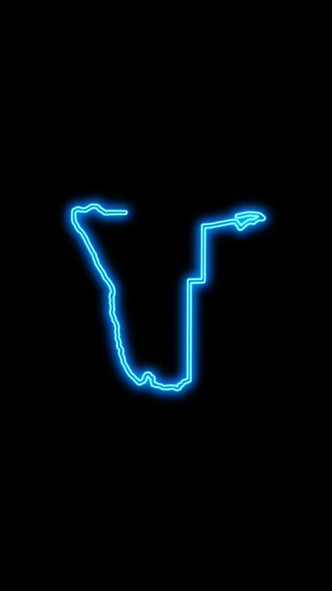 Namibia Map Outline Neon Lights Stock-Footage 333056954