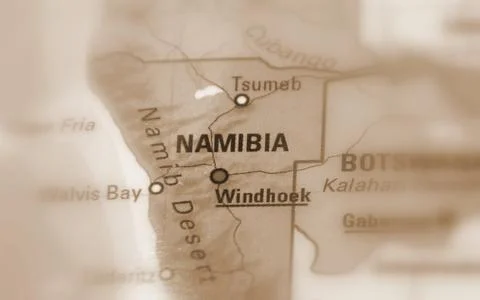 Namibia on a map Stock Photos