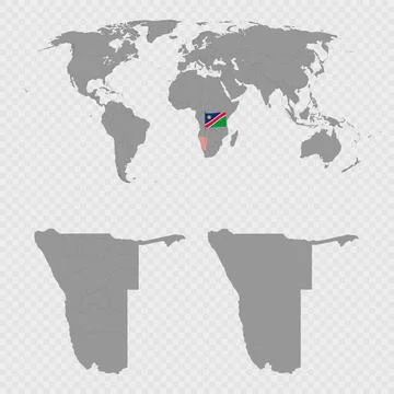 Namibia Map Set with World Location. Stock Illustration