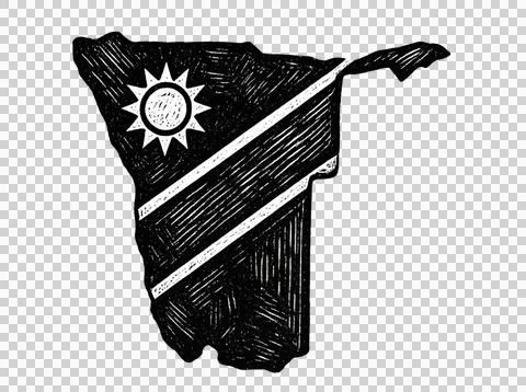 Namibia map silhouette in black and white textured chalkboard. Stock Illustration