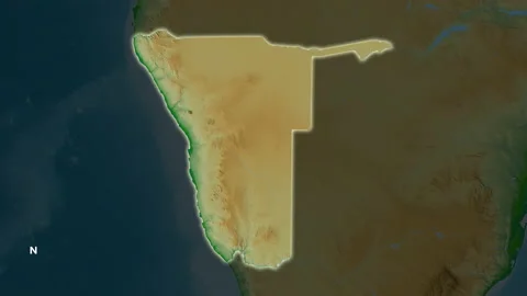 Namibia map - solid. Glow. Physical. Lab... | Stock Video | Pond5