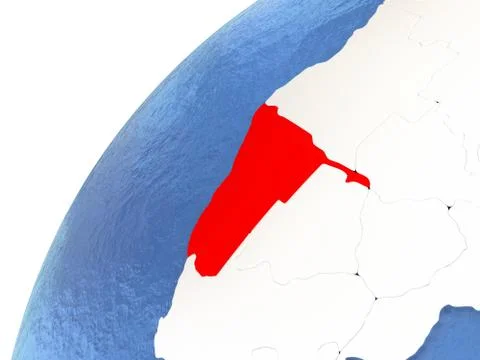 Namibia on metallic globe with blue oceans Stock Illustration