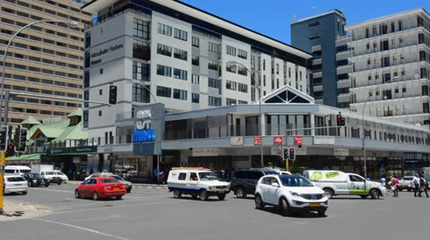 Namibia Namibia Windhoek busy traffic on Independence Avenue downtown in Capitol Stock Footage 37213044