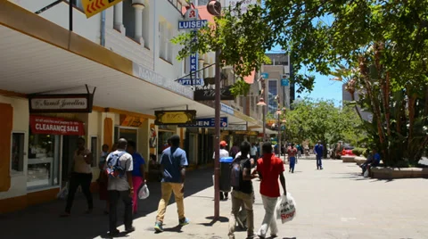 Namibia Namibia Windhoek walking locals by shops on Independence Avenue downtown 動画素材 37213106