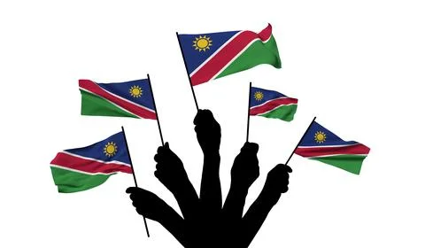 Namibia national flag being waved. 3D Rendering Illustrazione stock