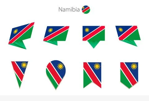 Namibia national flag collection, eight versions of Namibia vector flags. Stock Illustration