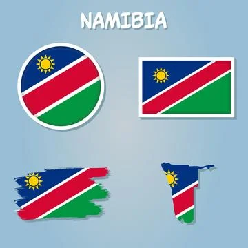 Namibia National Flag Map Design, Illustration Of Namibia Country Flag Insi.. Stock Illustration