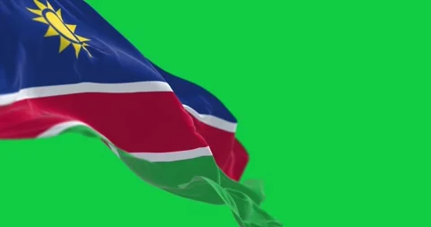 Namibia national flag waving isolated on green background Video stock 264081316
