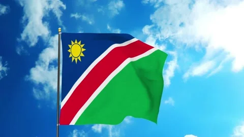 Namibia National Waving Flag In the Sky Stock Footage 138111769