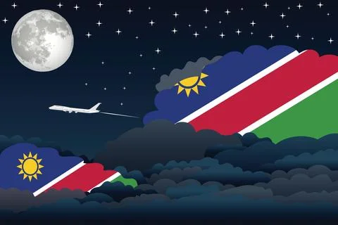 Namibia Night Clouds Airplane Vector Illustration Stock-Illustration