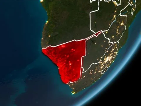 Namibia on night Earth Stock Illustration
