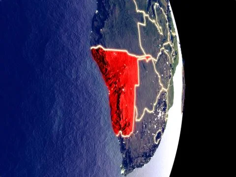 Namibia on night Earth Stock Illustration
