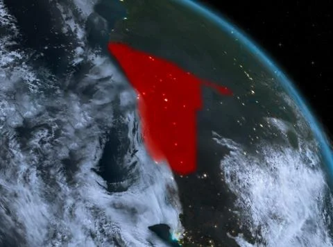 Namibia at night from orbit Stock Illustration