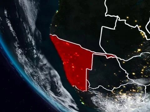 Namibia at night from space Stock Illustration