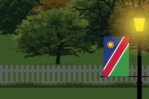 Namibia Night Trees Lamp Vector Illustration Stock-Illustration